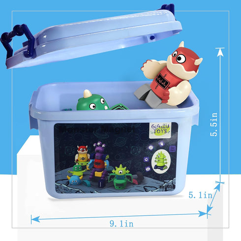 Gifts2U 35 Set Playset 3-6 Magnetic Robots for Kids, PCS Magnetic Blocks with Storage Box, Stacking Robots Toy STEM