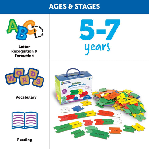 Learning Resources Skill Builders! Sentence Puzzles - Educational Games for Kids, 112 Pieces