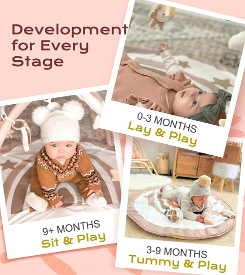 Tummy 7 12 Baby Play Gym Mat, Time Activity Mat with Detachable Toys and Milestone Cards for Stage-Based Sensory