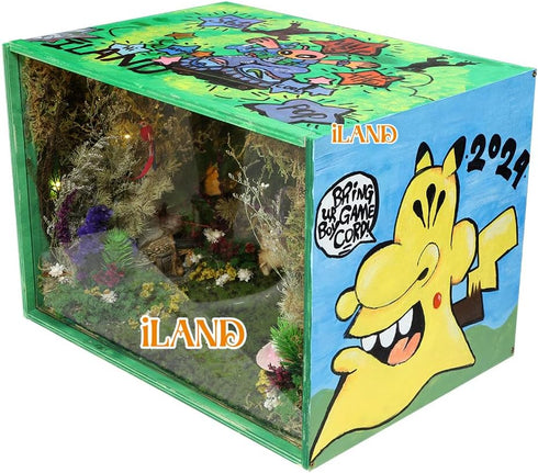 iLAND Large Wooden Display Box for Collectibles, Diorama Case, Quick-build Unfinished 15.7“ x 11” x 11“
