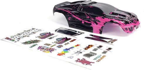 Custom Body Muddy Hot Pink Over Black Style Compatible for E-Revo 1/10 Scale RC Car or Truck (Truck not Included)