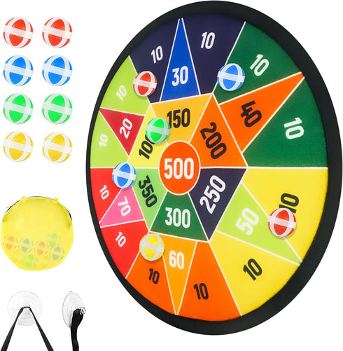 BELLOCHIDDO 14" Dart Board for Kids, Dart Game for 3-10 Years Old with 8 Sticky Balls, Indoor Outdoor Party Toys