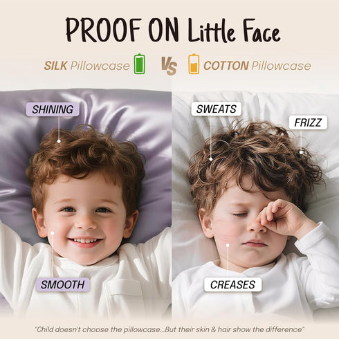 OLESILK Toddler 100% Mulberry Silk Pillowcase - Breathable Soft Smooth for Nursery Kids Night Sleeping, Ivory, 13"x18"