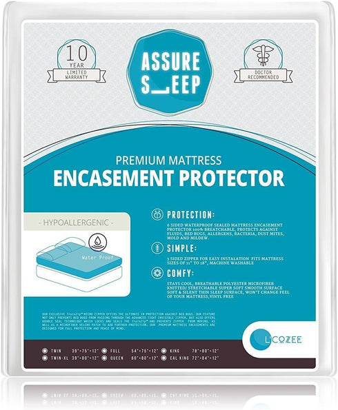 L'COZEE Waterproof Zippered Mattress Encasement Cover - Protector, Breathable, Crib-Baby-Toddler Size, Assure Sleep by