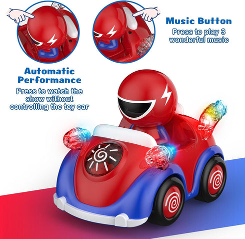 3-7 NQD Remote Control Car for Toddlers, RC Cars with Music and Lights, ABS Material RC Cartoon Race Car Toys for Kids