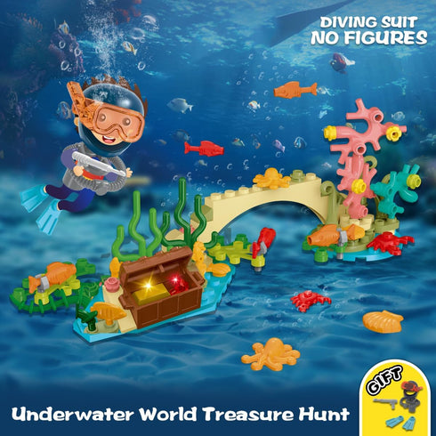 Set Set 6 7 8 9 10+ HiWEEGO City Floatable Boat Building with LED Light - Ocean Arctic Explorer Ship Building Block Kit