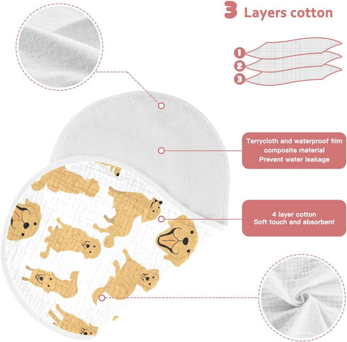 YYZZH 2 Pack 100% Golden Retriever Dog Muslin Burp Cloths for Baby Soft Cotton Baby Washcloths Bibs for Boy Girl