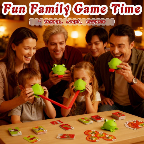 Generic Family(2pcs) Frog Mask with Blow Tongue,Frog Tongue Game-Multiplayer Party Game with Blow Tongue Mask