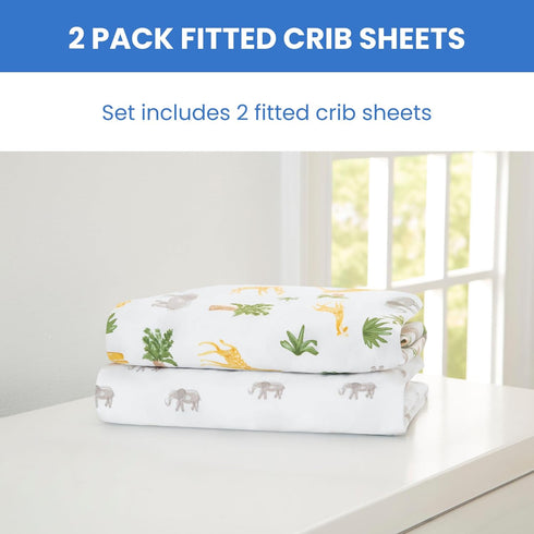 28x52 Inch (Pack 2), Delta Children Fitted Crib Sheets for Girls and Boys - Crib Sheet for Standard Crib and Toddler