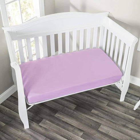 28x52 Baby Crib Fitted Sheet Poplin Natural Cotton for Standard Crib &Toddler Mattress Sheet Cover Solid Purple Girl