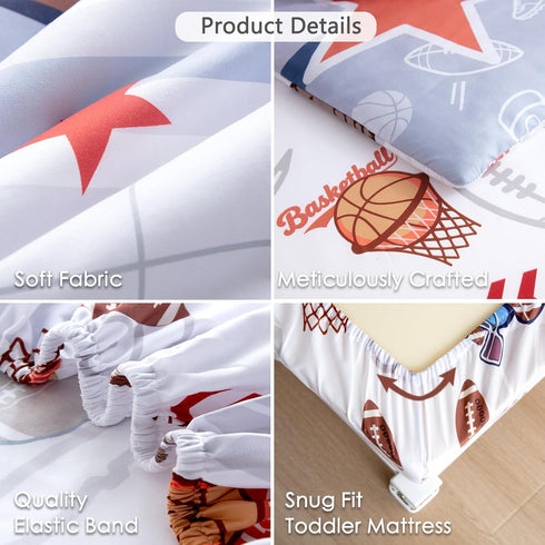4-Piece Set Set Toddler Bedding for Boys - Soft & Skin Friendly Toddler Bed Includes Toddler Comforter, Flat Sheet