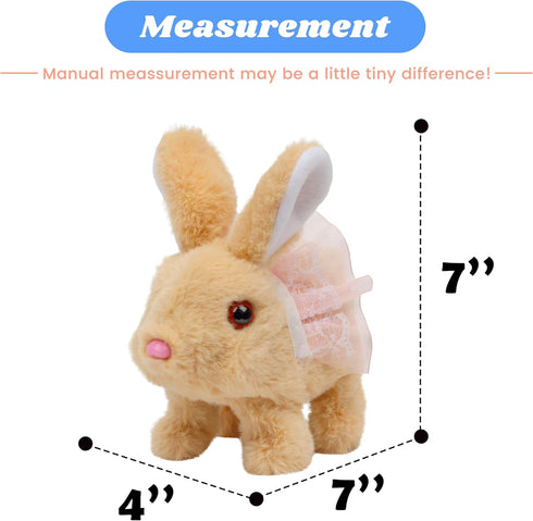 Hopearl Hopping Rabbit with Dress Interactive Electronic Pet Plush Bunny Toy with Sounds and Movements, Animated