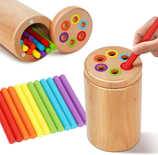 Montessori Toys for 1-3 Year Old, Travel Toys for Toddlers Wooden Color