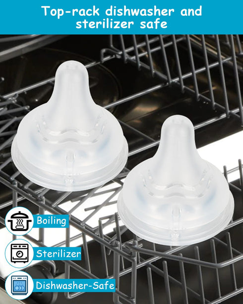 1m+, 6 Count Silicone Nipple for Pigeon Baby Bottle, Size S, Slow Flow