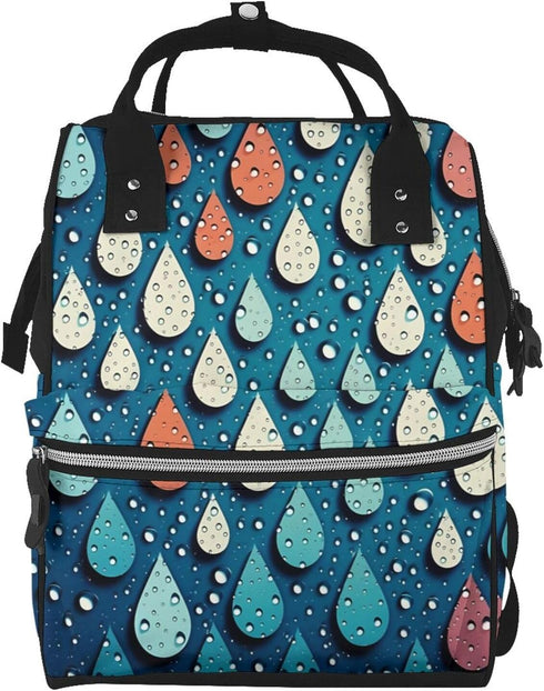 HCBPWVQA Water Drops Dots Diaper Bag with Changing Pad and Pacifier Holder, Multifunction