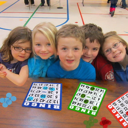 100-Pack Multi-Color Bingo Game Cards Set with Easy Read Numbers for Large Groups and Parties