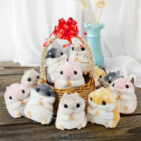 Litherr S 12 4 Inches Pieces Cute Hamster Stuffed Animal Bulk Hamsters Plush Toy Small Stuffed Doll with Chain for Kid
