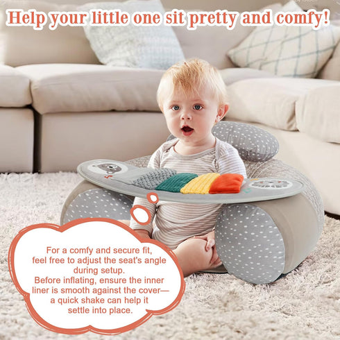 3-36 Upgraded Blublu Park Baby Donut Sit Me Up Floor Seat for Months, Wider U-Shape Inflatable Baby Seat with Cover