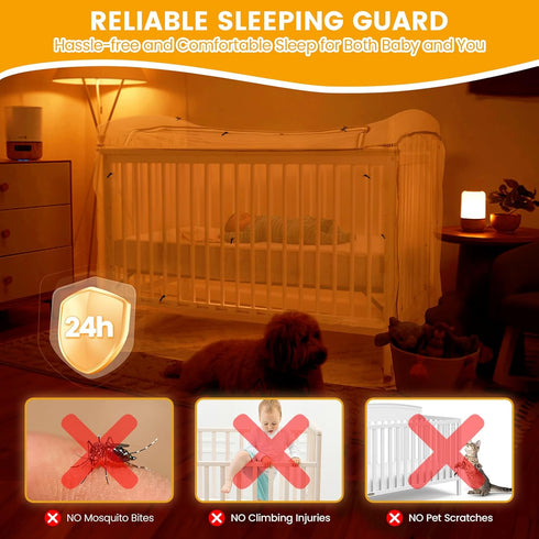 Orzbow Baby Crib Tent, Encrypted Mosquito Net for Crib with Two-Way Zippers, Durable Mesh Cover for Baby Safety