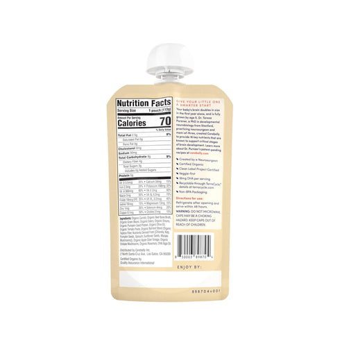 Cerebelly Organic Carrot Rosemary & Beef Bone Broth Puree, 4 oz Pouch (6 Pack) for 6+ Months