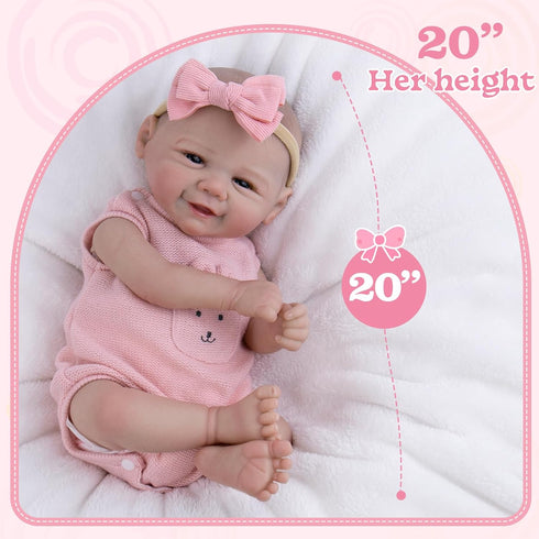 Set 3+, Aori Realistic Reborn Baby Dolls - Weighted Lifelike Newborn Baby Girl with Flexible Limbs, Cute Soft Body
