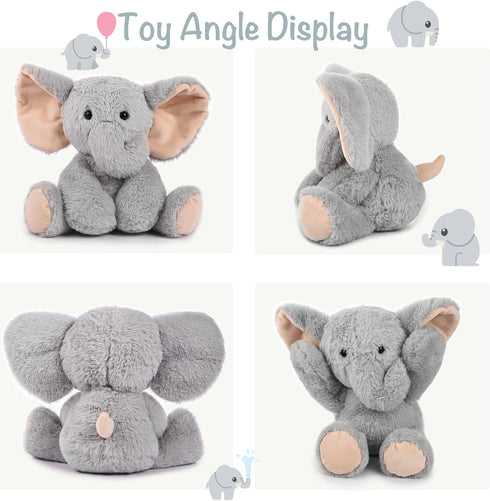 TCBunny Baby Elephant Bedtime Stuffed Animal Plush Toy 11", Kids, Aichie (Grey).
