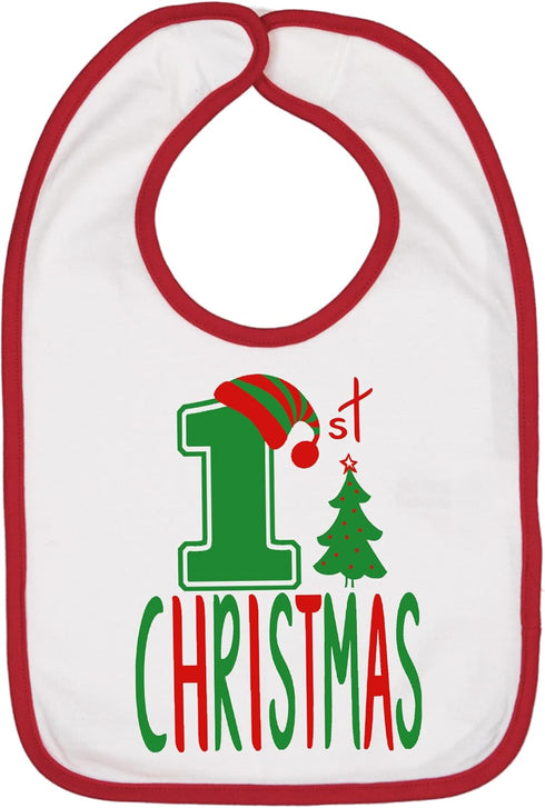 Aiden's Corner Handmade Cute Baby Holiday Christmas Bib - 1st Xmas Bibs for Boy Girl in Red, Green, White