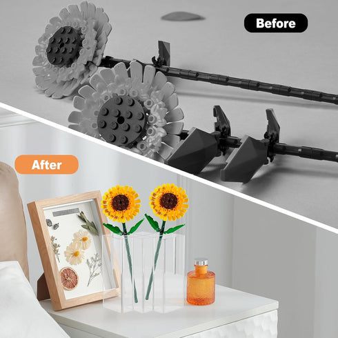 Beautyflier Vase Holder for Lego Flowers - Clear Flower Vase Compatible with Lego Flower Building Block Kit, Gift for