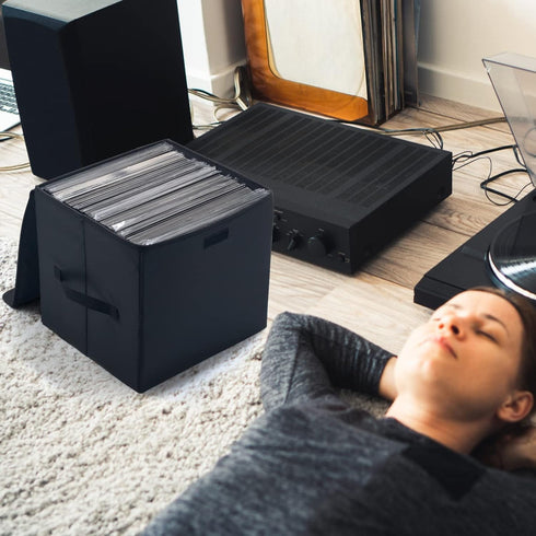 12inch Toy Storage Organizer Boxes for Kids, Vinyl Record Storage Holds Up to 90 Records, Collapsible Crate