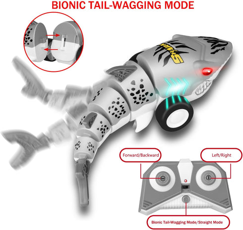 HAHAone 4 5 6 7 8 12 Remote Control Shark Car,rc Cars,Toys for Kids Age with Swinging Tail, LED Lights, Toddlers