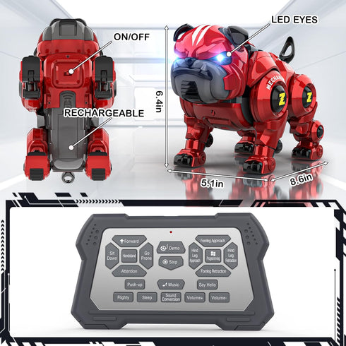 5 6 7 8 9 10+ Lterfear Robot Dog for Kids, Remote Control Robot Rechargeable Programing Stunt Robo Dog with Sing