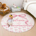 Naseagleeye Personalized Baby Rug with Name Custom Pink Bow Round Nursery Rug, Soft Baby Crawling Play Mat for Girls