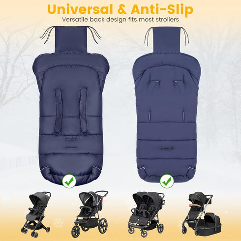 Orzbow Universal Footmuff for Stroller, Winter Warm Baby Bunting Bag, Waterproof Windproof Warm Polar Fleece Lined