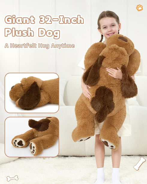 Plush,31 inches MaoGoLan Giant Dog Large Stuffed Animal Dog,Chocolate Brown Fluffy and Cuddly Stuffed Puppy Stuffed