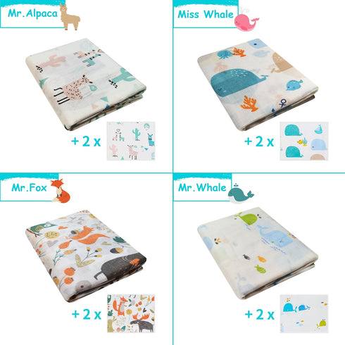 Set,12 4 Pack 40 40 Inches 8 Pack 8 10 Inches Omilion Baby Swaddle Blanket and Washcloths Pieces Muslin Cotton Baby
