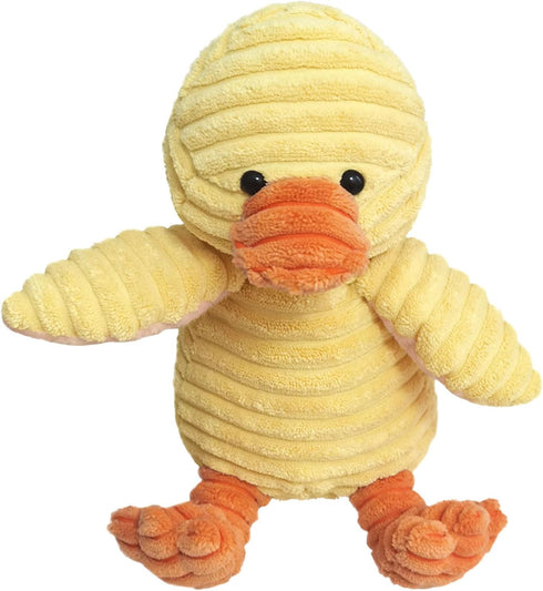 9 Inches Corduroy Duck Plush Stuffed Animal, Cute Furry Yellow Duck Toy, Soft Cuddly Plushie Hugger Toy for Boys Girls