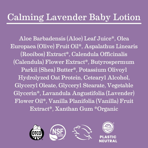 Earth Mama Calming Lavender Baby Lotion for Dry Skin, Organic Moisturizer with Aloe Juice, Rooibos, & Shea Butter, 8 Fl