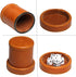 Leatherette Dice Cup with Lid, includes 6 Dices, Velvet Interior for Liars Dice Farkle Yahtzee Games, Brown
