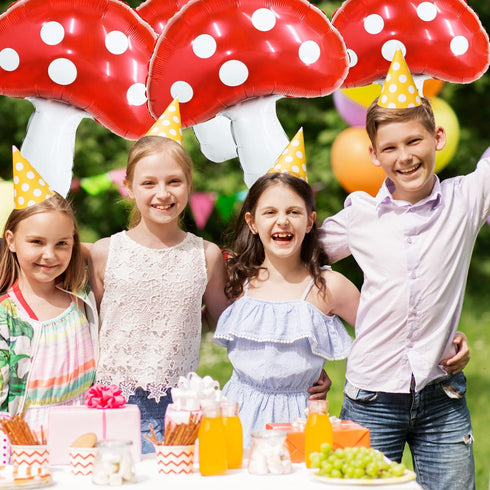 Sliverdew 3Pack 31'' Mushroom Foil Balloon,Mushroom Birthday Party Supplier Fairy Princess Birthday Woodland Theme