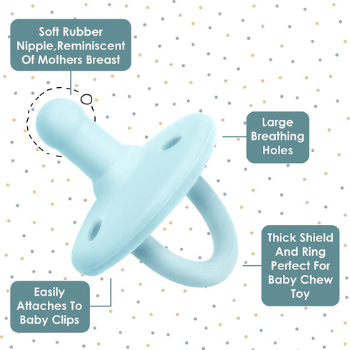 0-18 Set 6 3 Sweet Child Pacifiers Months, of Ultra-Light Silicone Binkies with Collapsible Handle & Air Holes