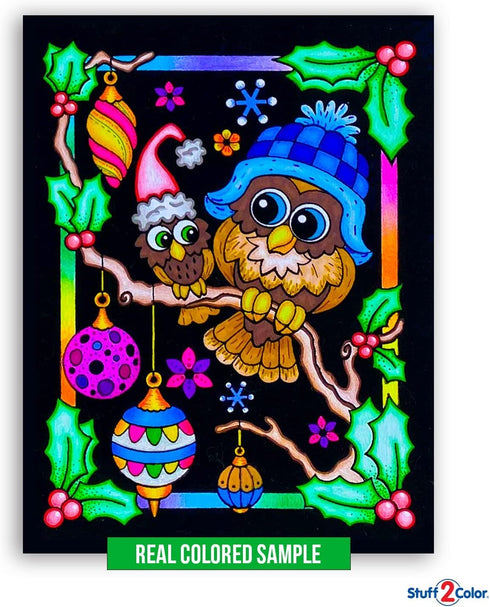 Super Pack of 18 Fuzzy Velvet Coloring Posters – Christmas Edition for Family Craft Project, All Ages DIY Fun