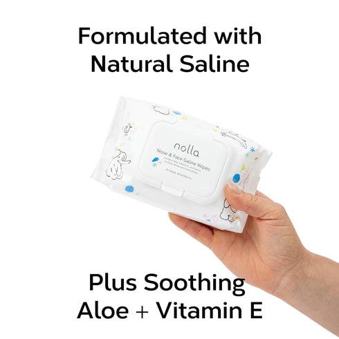 360 Count (12 Packs 30) Nolla Nose and Face Wipes for Babies & Kids with Saline, Vitamin E, & Aloe | Unscented |