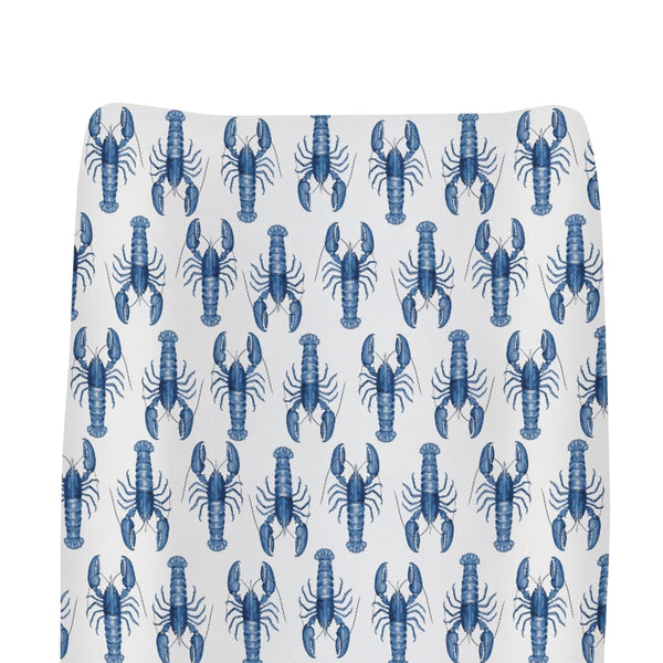 Watercolor Blue Lobster Changing Pad Covers for Baby Girls Boys Nautical Marine