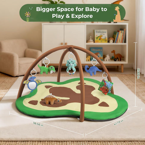 bopopo Tummy 6 Baby Gym Play Mat, Oversize Dinosaur Claws Shaped Time Mat with Detachable Baby Activity Toys, Baby Play