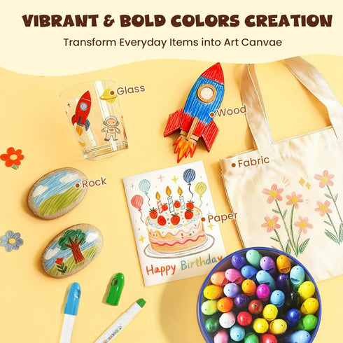 36 JUPITEARTH Colors Tempera Paint Sticks, Washable Rocket Paint Sticks for Kids, Non-Toxic and Quick Drying