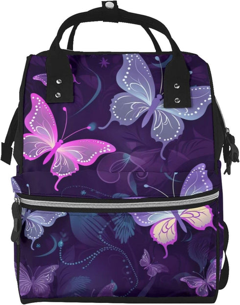 HCBPWVQA Cute Butterfly Diaper Bag with Changing Pad and Pacifier Holder, Multifunction Laptop