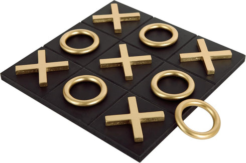 NIKKY HOME 12x12 Inch Tic Tac Toe Wood Game Board Classic Coffee