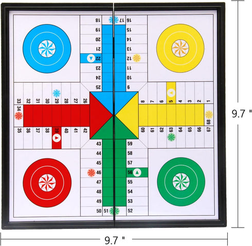 Amerous 10" Ludo Go Board Folding Travel Magnetic Ludo Set