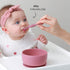 Baby Bowl and Spoon Set, Silicone Baby Food Bowl with Suction and Lid, Self Feeding Essentials for 6+ Months, Rose