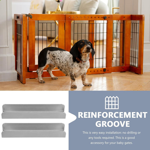 Healvian 2pcs Fence Reinforcement Grooves - U Shaped Gates Groove Steel Pet Gate Door Reinforcement Tools for Stairs